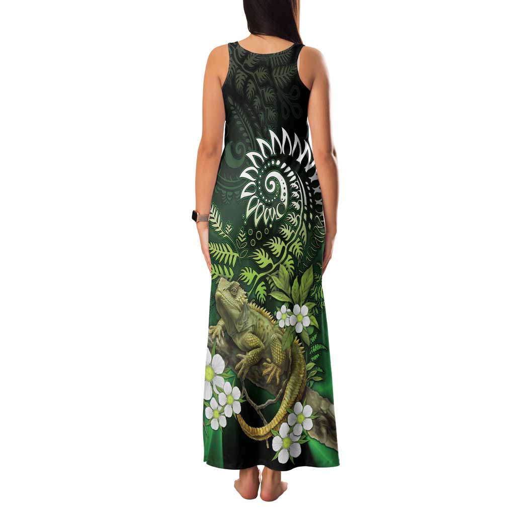 Aotearoa New Zealand Tuatara Family Matching Tank Maxi Dress and Hawaiian Shirt Maori Koru Art LT05 - Polynesian Pride