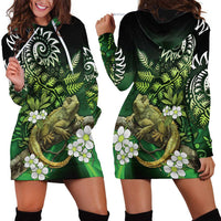 Aotearoa New Zealand Tuatara Hoodie Dress Maori Koru Art LT05 - Polynesian Pride