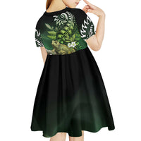 Aotearoa New Zealand Tuatara Kid Short Sleeve Dress Maori Koru Art LT05 - Polynesian Pride