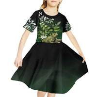Aotearoa New Zealand Tuatara Kid Short Sleeve Dress Maori Koru Art LT05 - Polynesian Pride