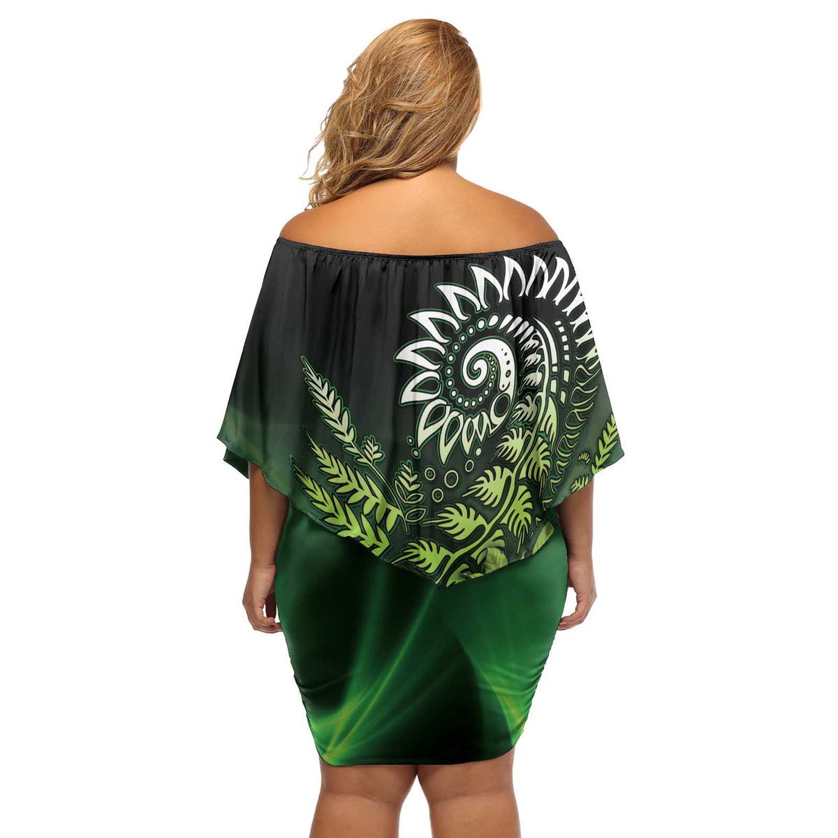 Aotearoa New Zealand Tuatara Off Shoulder Short Dress Maori Koru Art LT05 - Polynesian Pride