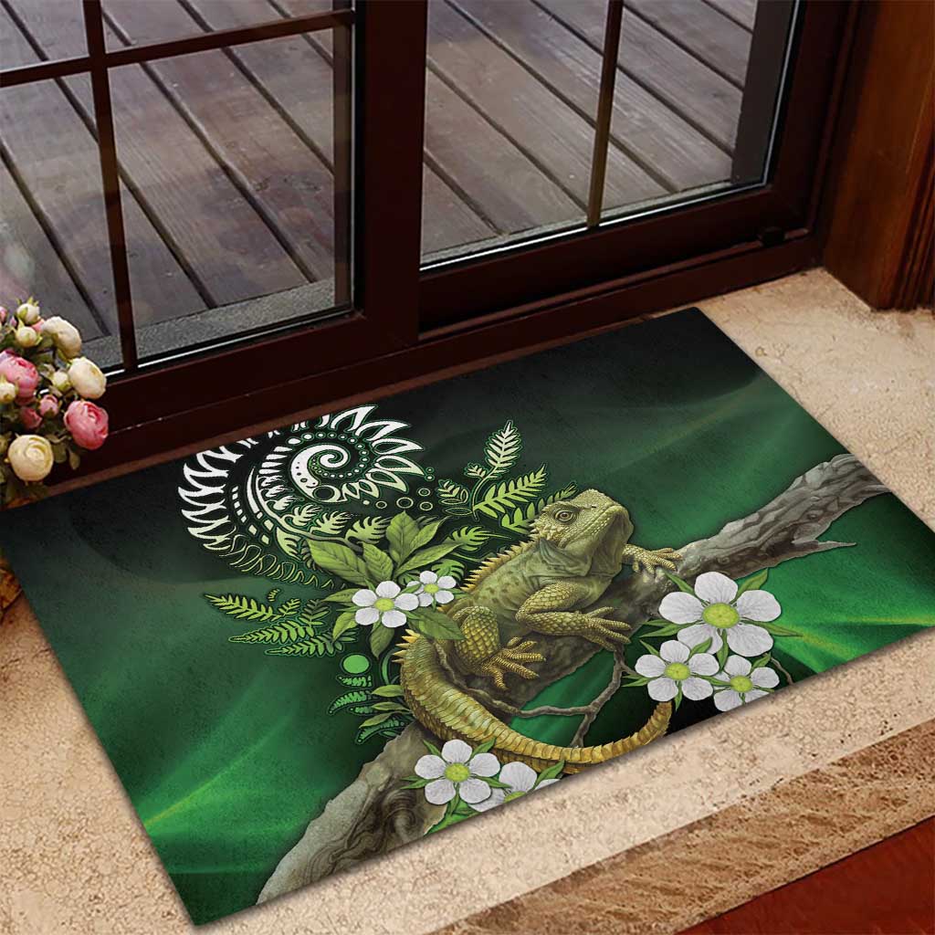 Aotearoa New Zealand Tuatara Rubber Doormat Maori Koru Art LT05 - Polynesian Pride
