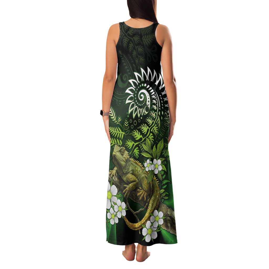 Aotearoa New Zealand Tuatara Tank Maxi Dress Maori Koru Art LT05 - Polynesian Pride