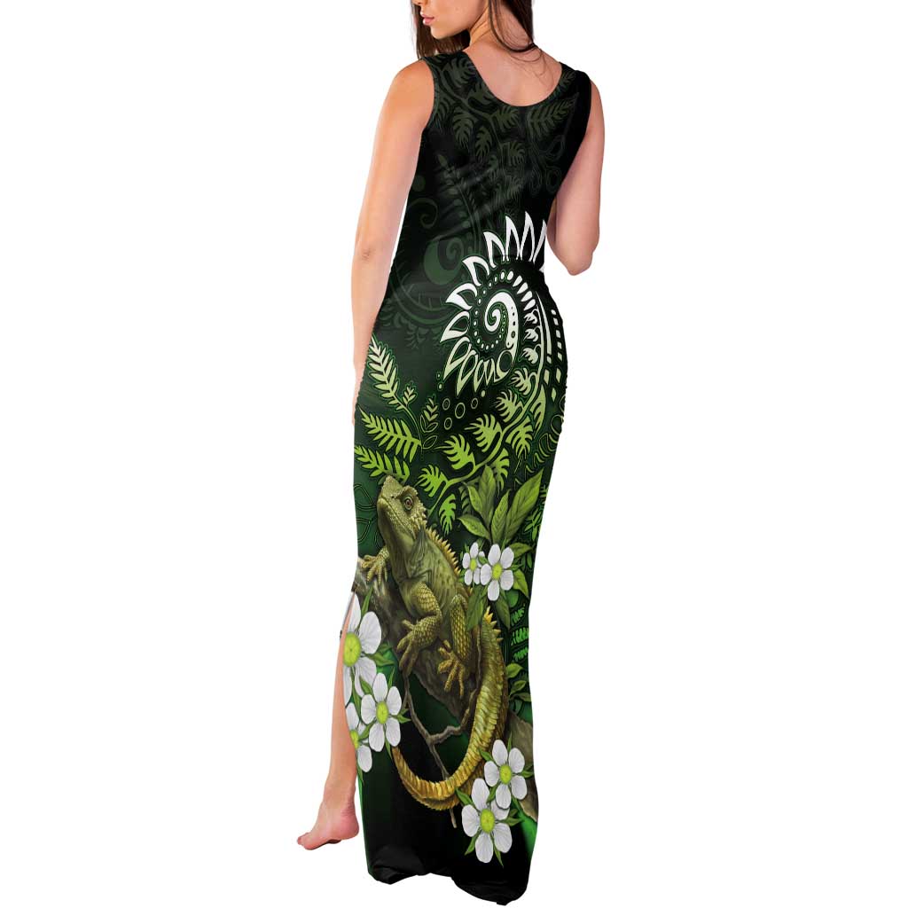 Aotearoa New Zealand Tuatara Tank Maxi Dress Maori Koru Art LT05 - Polynesian Pride