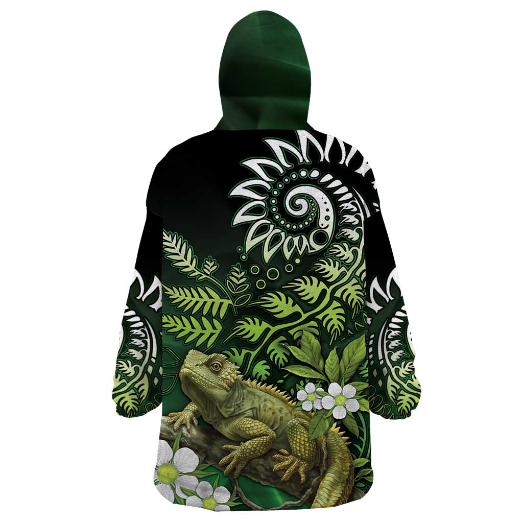Aotearoa New Zealand Tuatara Wearable Blanket Hoodie Maori Koru Art LT05 - Polynesian Pride