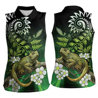 Aotearoa New Zealand Tuatara Women Sleeveless Polo Shirt Maori Koru Art LT05 - Polynesian Pride