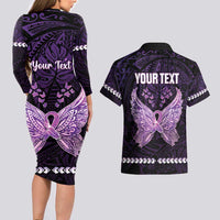 Personalised Alzheimer's Awareness Couples Matching Long Sleeve Bodycon Dress and Hawaiian Shirt You May Not Remember But I Will Never Forget LT05 - Polynesian Pride