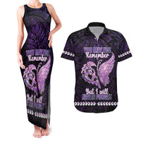 Personalised Alzheimer's Awareness Couples Matching Tank Maxi Dress and Hawaiian Shirt You May Not Remember But I Will Never Forget LT05 Purple - Polynesian Pride