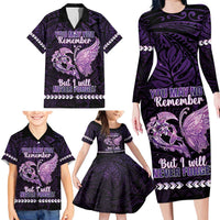 Personalised Alzheimer's Awareness Family Matching Long Sleeve Bodycon Dress and Hawaiian Shirt You May Not Remember But I Will Never Forget LT05 - Polynesian Pride