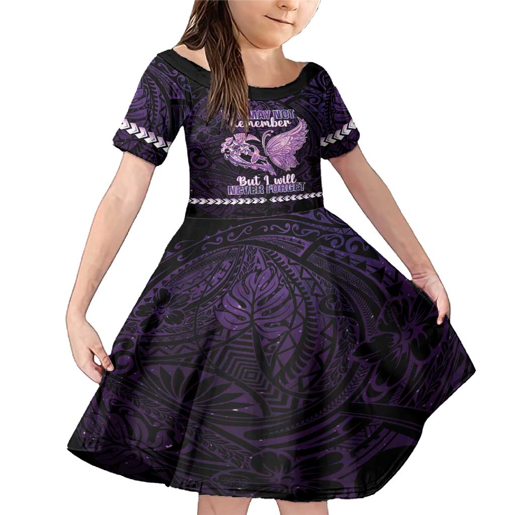 Personalised Alzheimer's Awareness Family Matching Mermaid Dress and Hawaiian Shirt You May Not Remember But I Will Never Forget LT05 Daughter's Dress Purple - Polynesian Pride