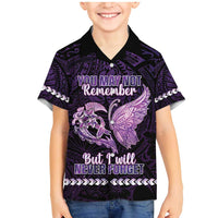 Personalised Alzheimer's Awareness Family Matching Mermaid Dress and Hawaiian Shirt You May Not Remember But I Will Never Forget LT05 Son's Shirt Purple - Polynesian Pride