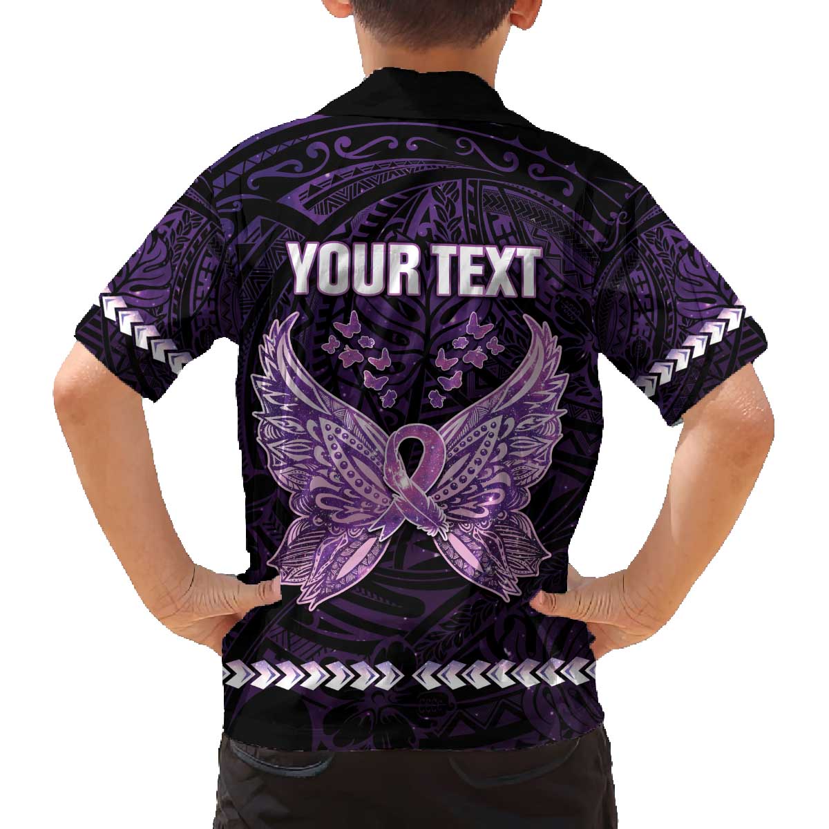 Personalised Alzheimer's Awareness Family Matching Off The Shoulder Long Sleeve Dress and Hawaiian Shirt You May Not Remember But I Will Never Forget LT05 - Polynesian Pride