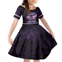 Personalised Alzheimer's Awareness Family Matching Off The Shoulder Long Sleeve Dress and Hawaiian Shirt You May Not Remember But I Will Never Forget LT05 Daughter's Dress Purple - Polynesian Pride
