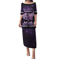 Personalised Alzheimer's Awareness Family Matching Puletasi and Hawaiian Shirt You May Not Remember But I Will Never Forget LT05 Mom's Dress Purple - Polynesian Pride