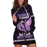 Personalised Alzheimer's Awareness Hoodie Dress You May Not Remember But I Will Never Forget LT05 Purple - Polynesian Pride