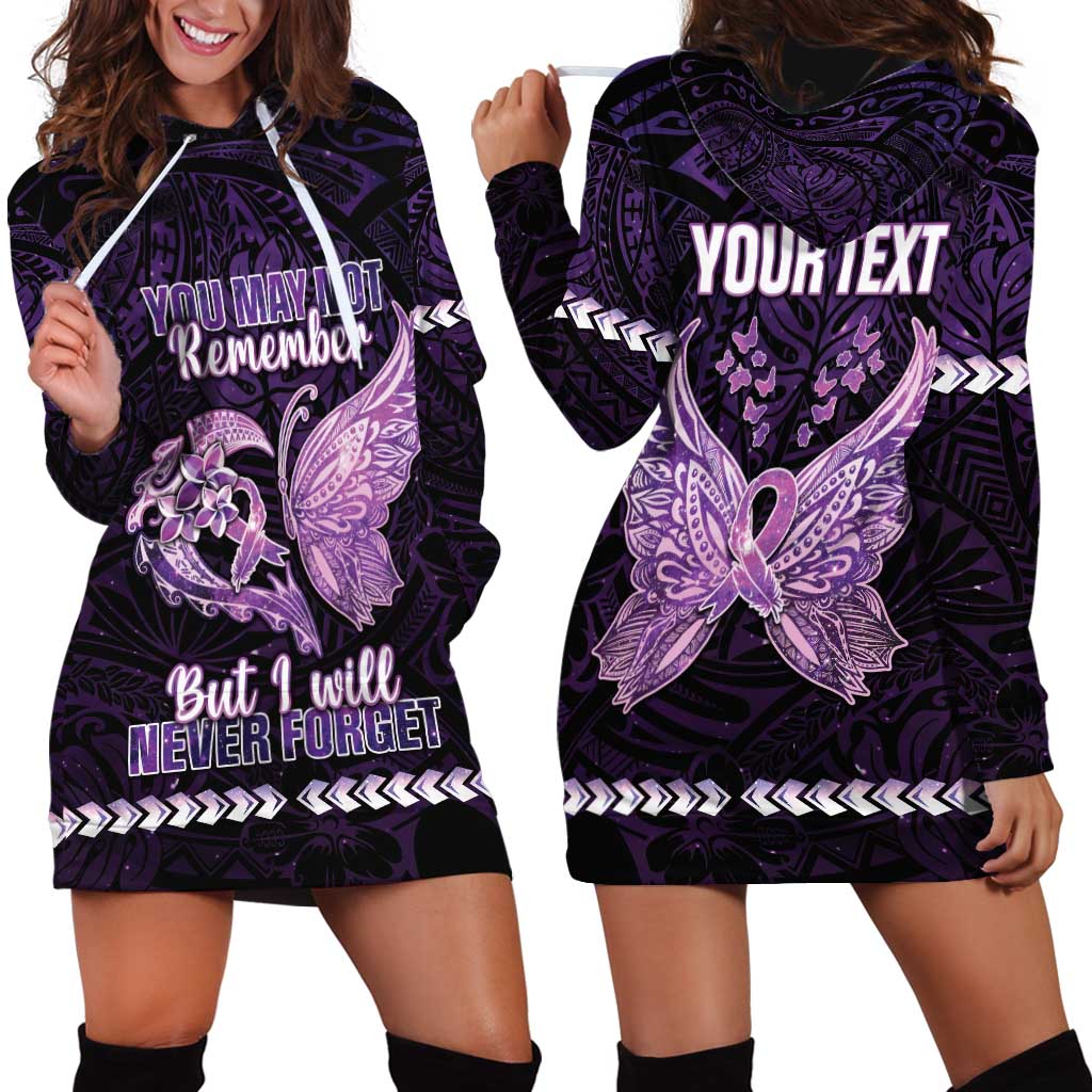 Personalised Alzheimer's Awareness Hoodie Dress You May Not Remember But I Will Never Forget LT05 - Polynesian Pride