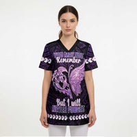 Personalised Alzheimer's Awareness Scrub Top You May Not Remember But I Will Never Forget LT05 - Polynesian Pride