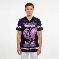 Personalised Alzheimer's Awareness Scrub Top You May Not Remember But I Will Never Forget LT05 - Polynesian Pride