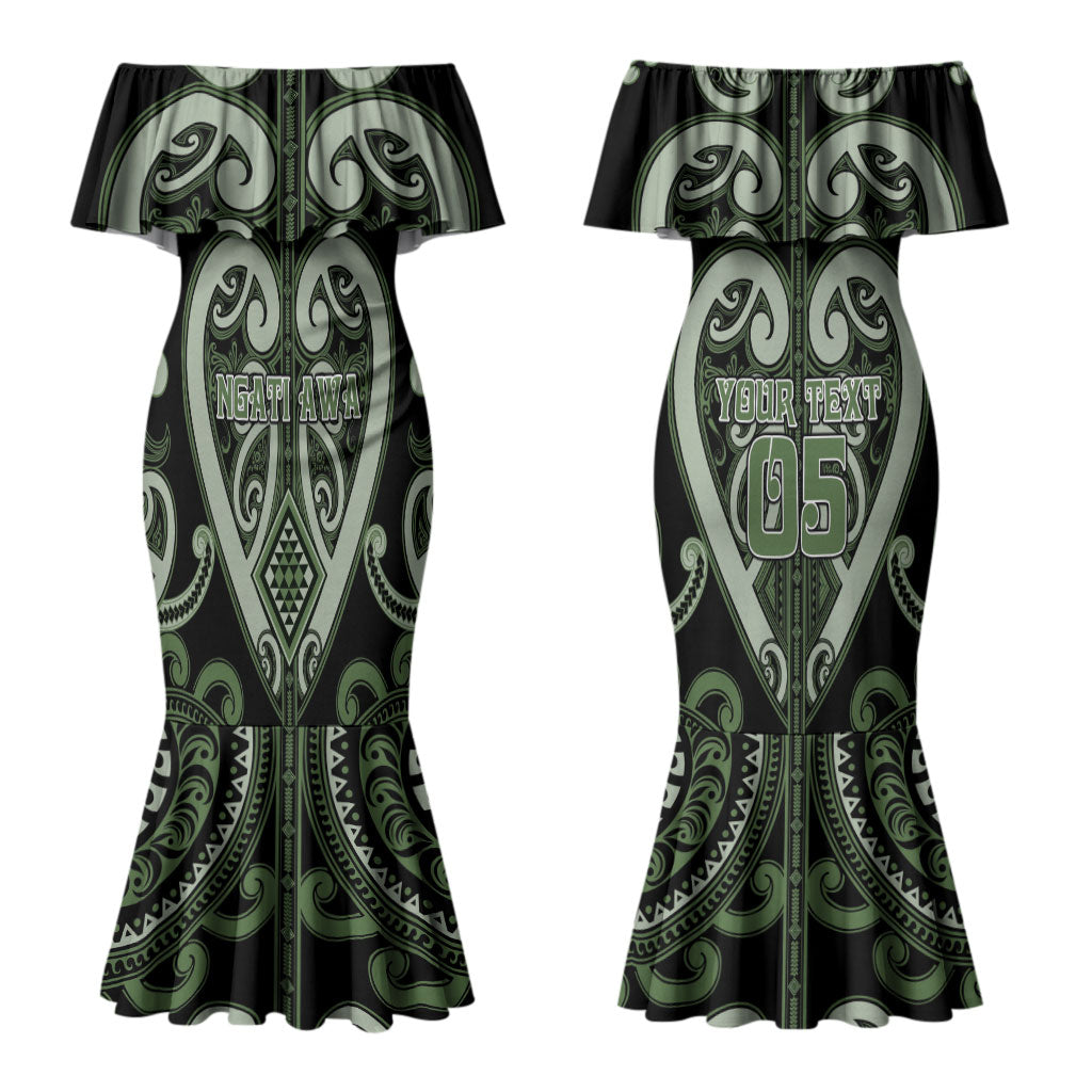 Custom Aotearoa Ngati Awa Couples Matching Mermaid Dress and Hawaiian Shirt Maori Tribal Pattern LT05 - Polynesian Pride
