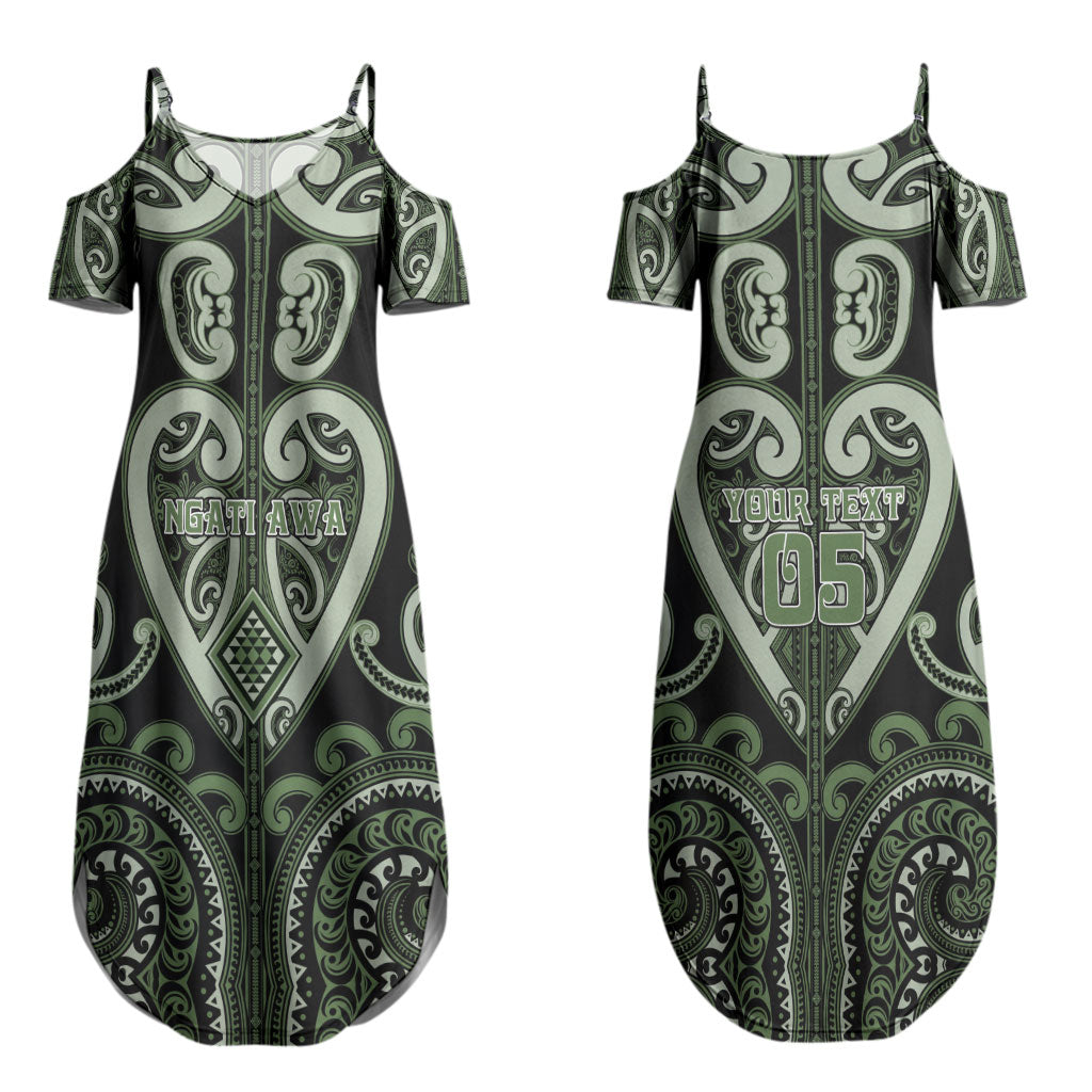 Custom Aotearoa Ngati Awa Couples Matching Summer Maxi Dress and Long Sleeve Button Shirt Maori Tribal Pattern LT05 - Polynesian Pride