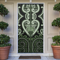 Custom Aotearoa Ngati Awa Door Cover Maori Tribal Pattern LT05 Green - Polynesian Pride