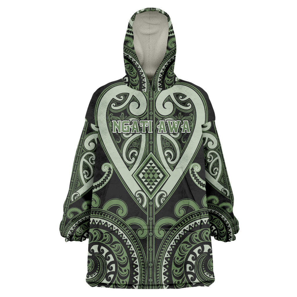 Custom Aotearoa Ngati Awa Wearable Blanket Hoodie Maori Tribal Pattern LT05 One Size Green - Polynesian Pride