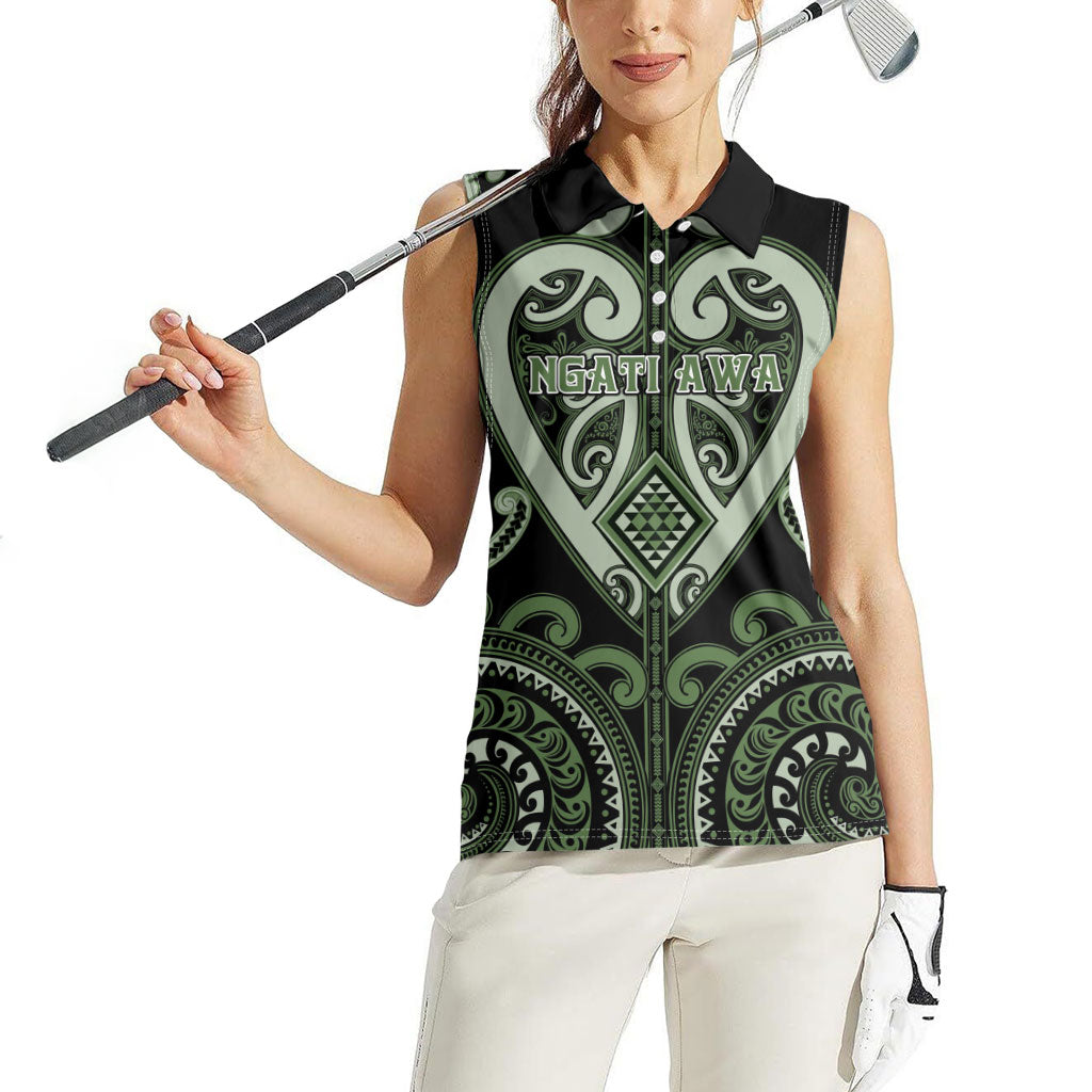 Custom Aotearoa Ngati Awa Women Sleeveless Polo Shirt Maori Tribal Pattern LT05 - Polynesian Pride