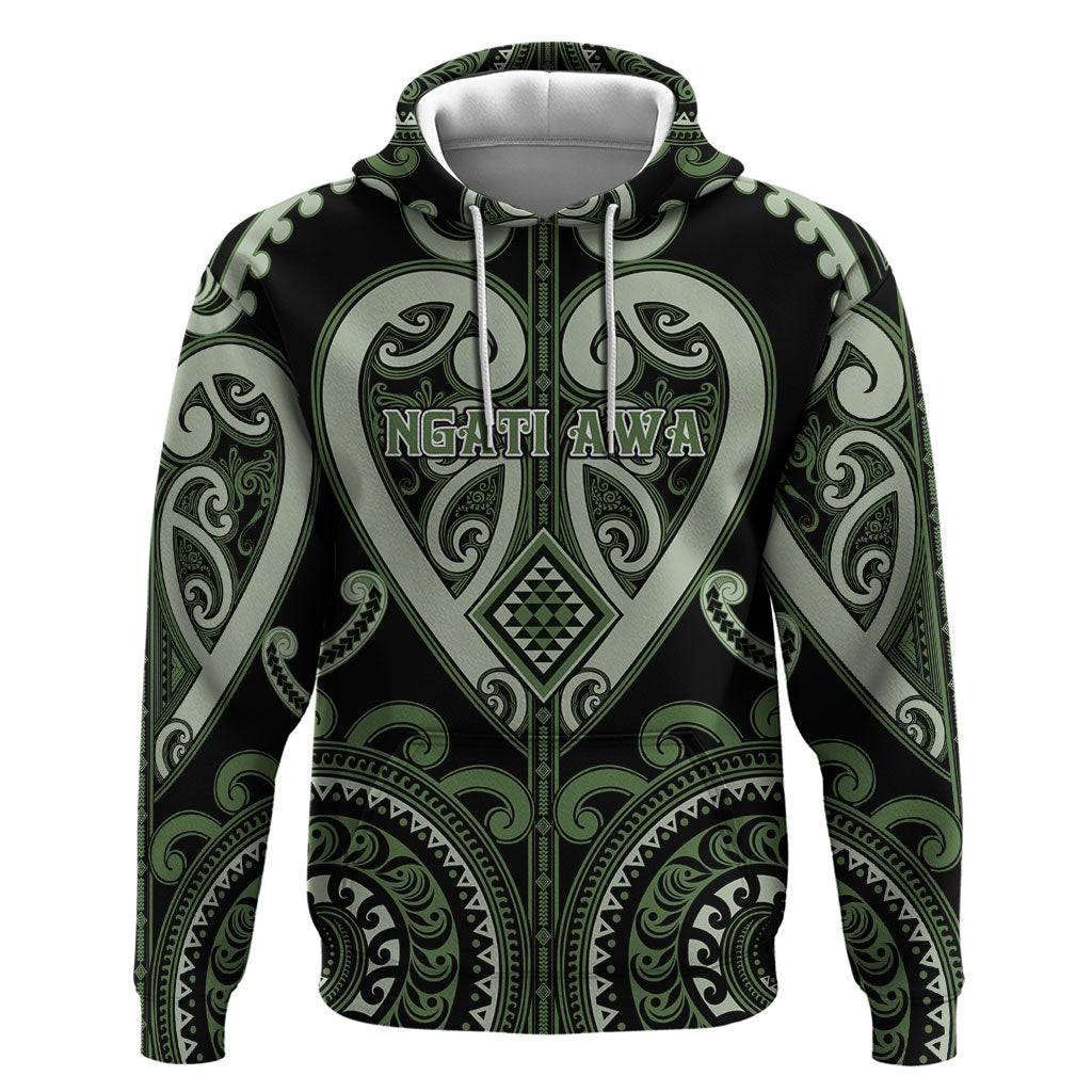 Custom Aotearoa Ngati Awa Zip Hoodie Maori Tribal Pattern LT05 Pullover Hoodie Green - Polynesian Pride