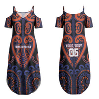 Custom Aotearoa Whakatohea Couples Matching Summer Maxi Dress and Long Sleeve Button Shirt Maori Tribal Pattern LT05 - Polynesian Pride