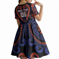 Custom Aotearoa Whakatohea Kid Short Sleeve Dress Maori Tribal Pattern LT05 - Polynesian Pride