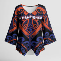 Custom Aotearoa Whakatohea Kimono Sleeve Blouse Maori Tribal Pattern LT05 Female Navy - Polynesian Pride
