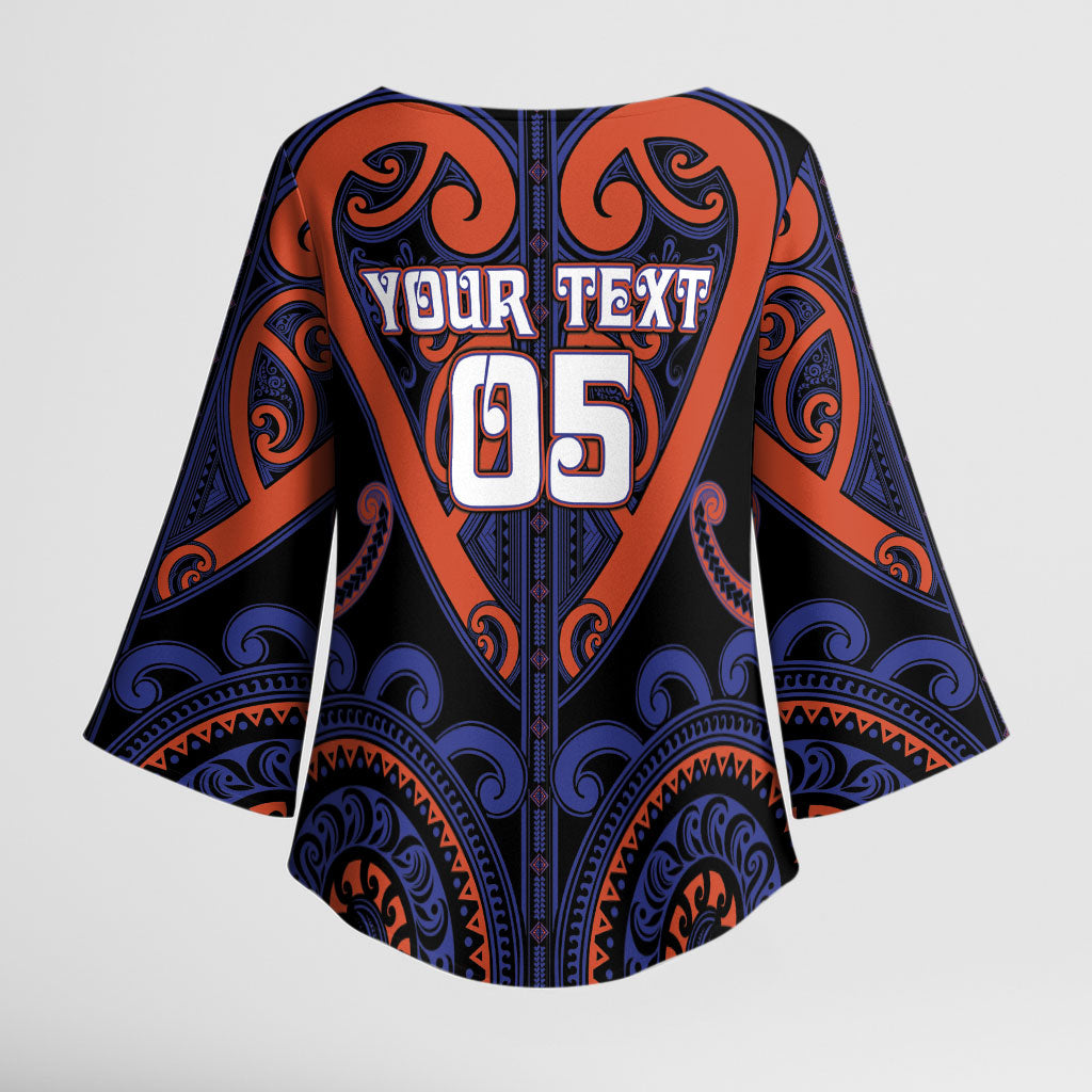 Custom Aotearoa Whakatohea Kimono Sleeve Blouse Maori Tribal Pattern LT05 - Polynesian Pride
