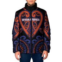 Custom Aotearoa Whakatohea Padded Jacket Maori Tribal Pattern LT05 Men Navy - Polynesian Pride