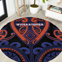Aotearoa Whakatohea Round Carpet Maori Tribal Pattern LT05 Navy - Polynesian Pride