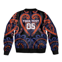 Custom Aotearoa Whakatohea Sleeve Zip Bomber Jacket Maori Tribal Pattern LT05 - Polynesian Pride
