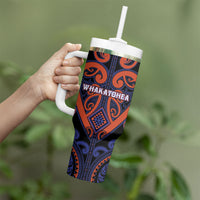 Custom Aotearoa Whakatohea Tumbler With Handle Maori Tribal Pattern LT05 - Polynesian Pride