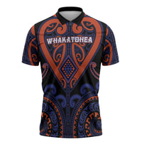 Custom Aotearoa Whakatohea Zipper Polo Shirt Maori Tribal Pattern LT05 Navy - Polynesian Pride