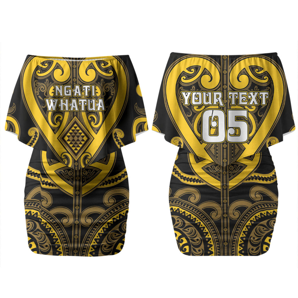 Custom Aotearoa Ngati Whatua Couples Matching Off Shoulder Short Dress and Hawaiian Shirt Maori Tribal Pattern LT05 - Polynesian Pride