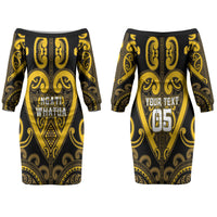 Custom Aotearoa Ngati Whatua Couples Matching Off The Shoulder Long Sleeve Dress and Long Sleeve Button Shirt Maori Tribal Pattern LT05 - Polynesian Pride