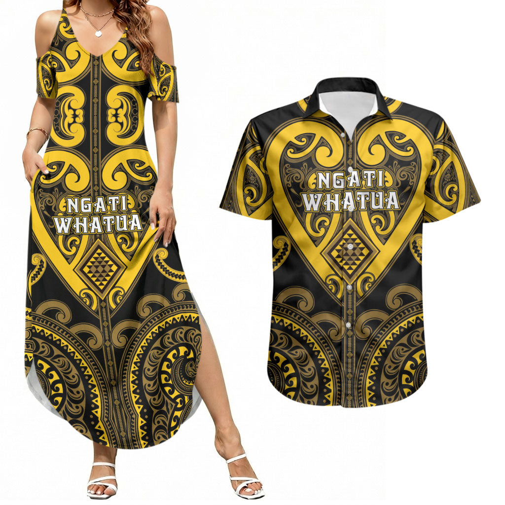 Custom Aotearoa Ngati Whatua Couples Matching Summer Maxi Dress and Hawaiian Shirt Maori Tribal Pattern