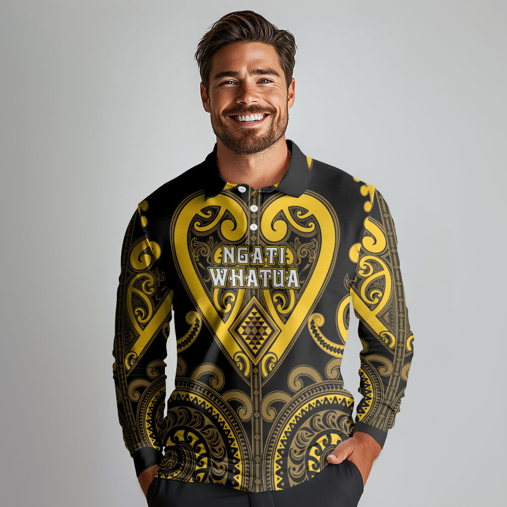 Custom Aotearoa Ngati Whatua Long Sleeve Polo Shirt Maori Tribal Pattern LT05 - Polynesian Pride