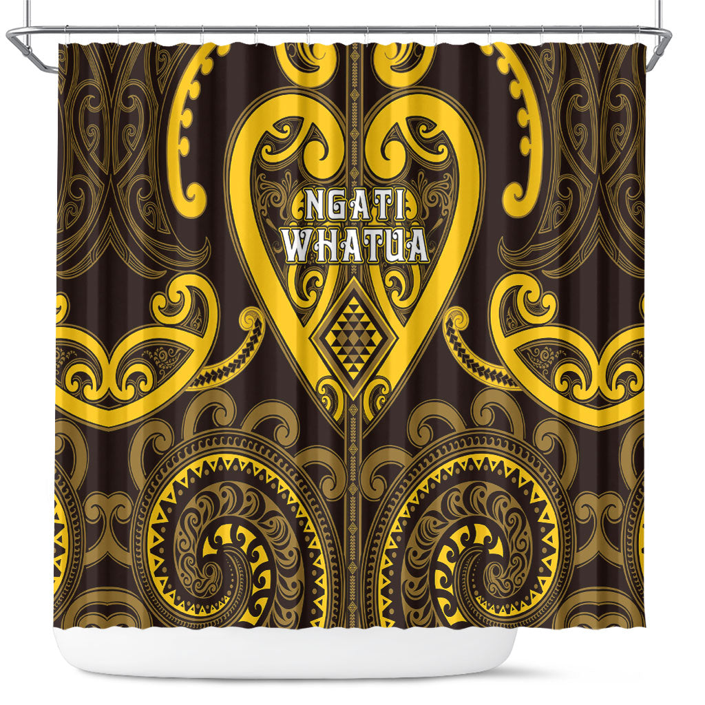 Aotearoa Ngati Whatua Shower Curtain Maori Tribal Pattern LT05 Yellow - Polynesian Pride