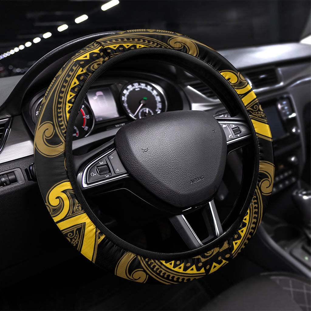 Aotearoa Ngati Whatua Steering Wheel Cover Maori Tribal Pattern LT05 Universal Fit Yellow - Polynesian Pride