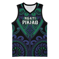 Custom Aotearoa Ngati Pikiao Basketball Jersey Maori Tribal Pattern LT05 Unisex Green - Polynesian Pride