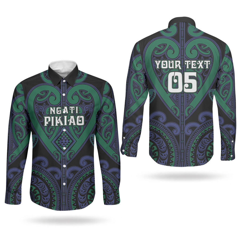 Custom Aotearoa Ngati Pikiao Couples Matching Long Sleeve Bodycon Dress and Long Sleeve Button Shirt Maori Tribal Pattern LT05 - Polynesian Pride