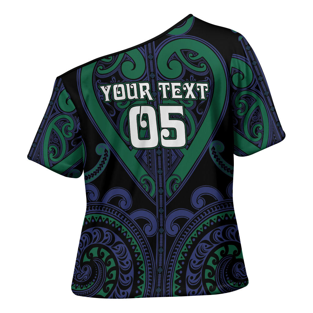 Custom Aotearoa Ngati Pikiao Cross Shoulder Shirt Maori Tribal Pattern LT05 - Polynesian Pride