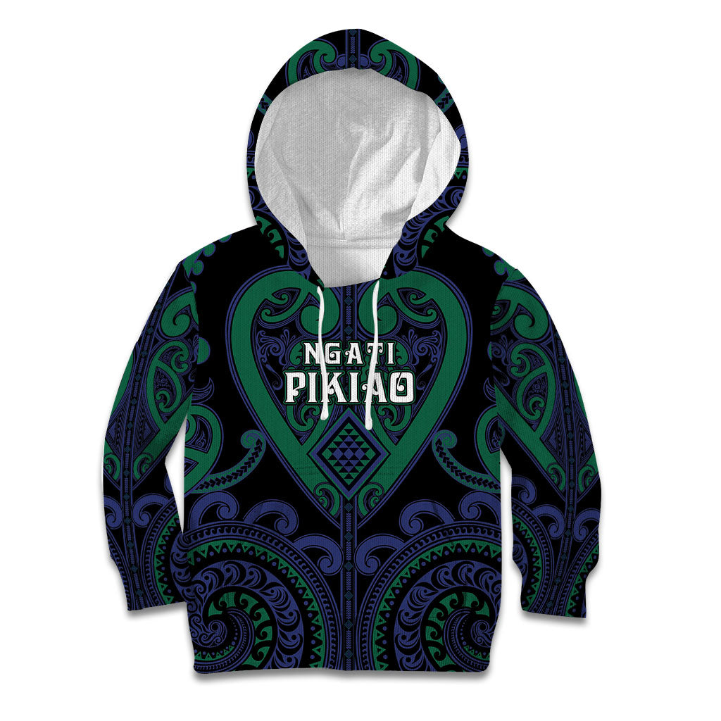 Custom Aotearoa Ngati Pikiao Kid Hoodie Maori Tribal Pattern