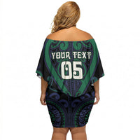 Custom Aotearoa Ngati Pikiao Off Shoulder Short Dress Maori Tribal Pattern LT05 - Polynesian Pride
