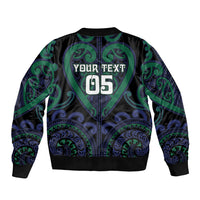 Custom Aotearoa Ngati Pikiao Sleeve Zip Bomber Jacket Maori Tribal Pattern LT05 - Polynesian Pride