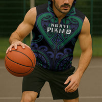 Custom Aotearoa Ngati Pikiao Sleeveless Zip Hoodie Maori Tribal Pattern LT05 - Polynesian Pride